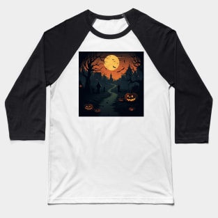 Halloween: Haunted Castle in Dark Forest Baseball T-Shirt